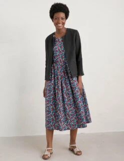 Pure Linen Collarless Short Jacket