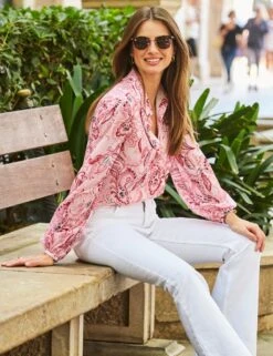 Geometric Longline Blouson Sleeve Blouse -Marks and Spencer Shop MS 10 T83 8783S A4 X EC 3