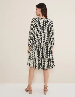 Printed V-Neck Mini Tiered Swing Dress -Marks and Spencer Shop MS 10 T83 8823T Y4 X EC 1