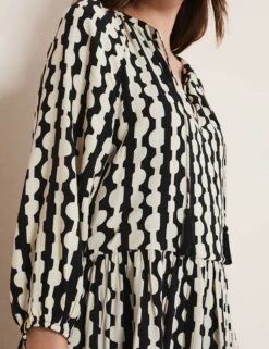 Printed V-Neck Mini Tiered Swing Dress -Marks and Spencer Shop MS 10 T83 8823T Y4 X EC 4