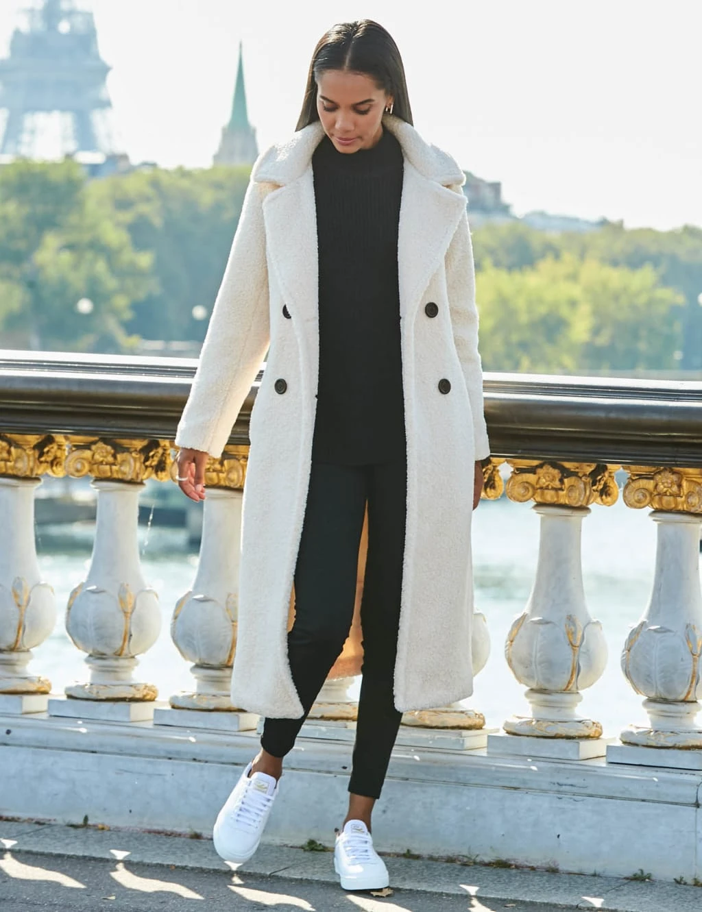 Borg Teddy Double Breasted Longline Coat 3 Borg Teddy Double Breasted Longline Coat