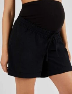 Maternity Cotton Rich Shorts With Linen -Marks and Spencer Shop Maternity Cotton Rich Shorts with Linen 2
