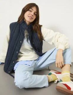 Modal Quilted High Neck Gilet -Marks and Spencer Shop Modal Quilted High Neck Gilet 2