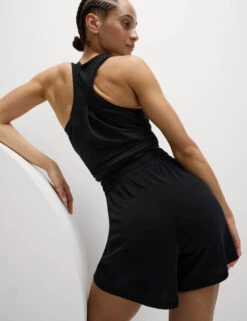 Modal Rich Ribbed Relaxed High Waisted Yoga Shorts -Marks and Spencer Shop Modal Rich Ribbed Relaxed High Waisted Yoga Shorts 3