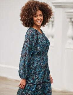 Paisley V-Neck Knee Length Skater Dress -Marks and Spencer Shop Paisley V Neck Knee Length Skater Dress 3