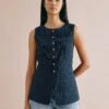 Pinstripe Collarless Waistcoat
