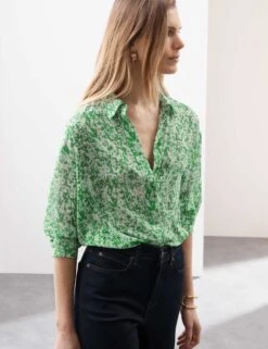 Printed Tie Neck Shirt -Marks and Spencer Shop Printed Tie Neck Shirt 4