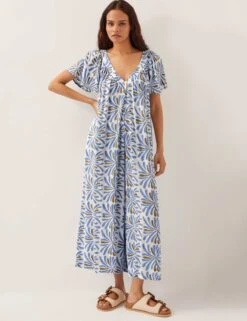 MONSOON Printed V-Neck Wide Leg Jumpsuit
