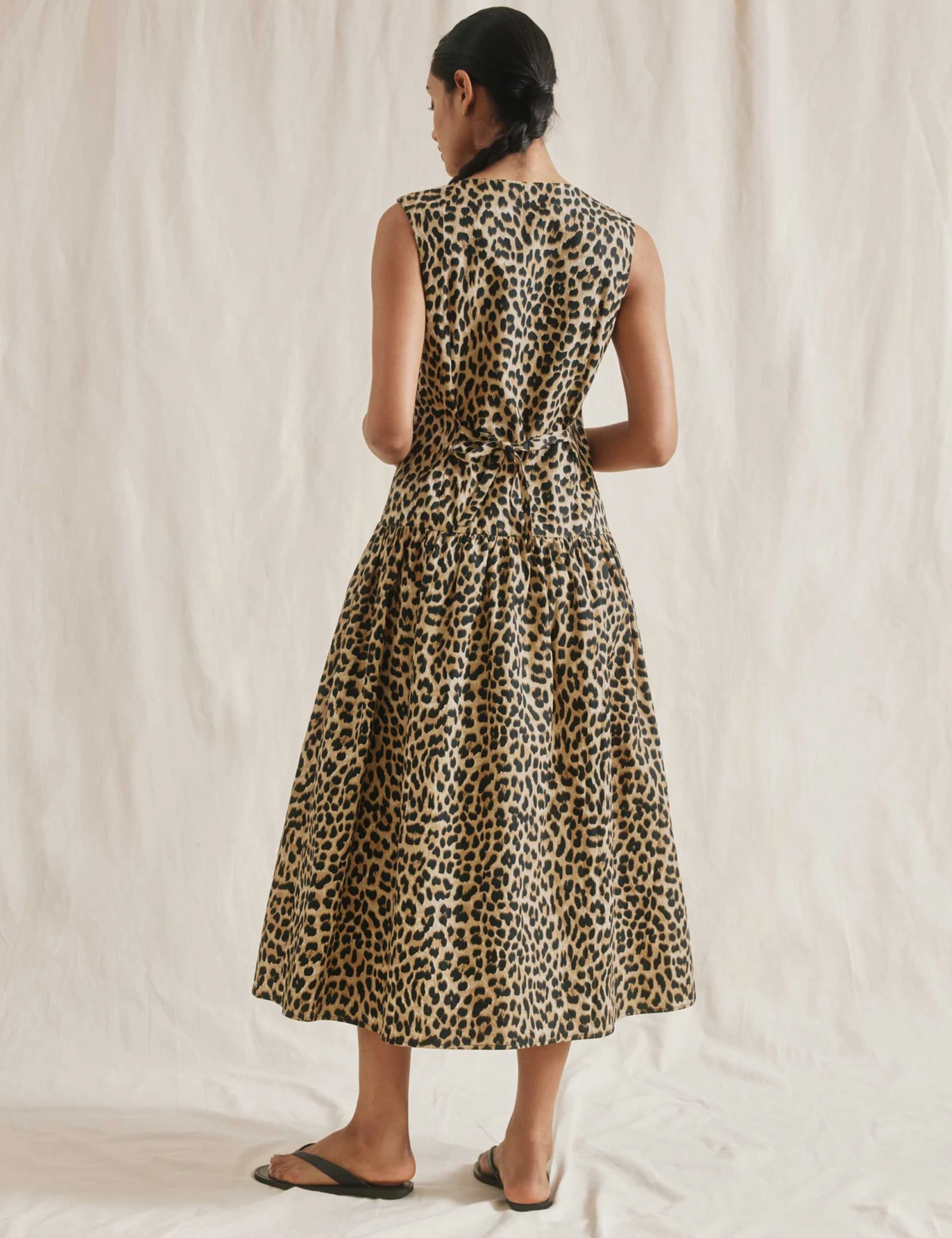 Pure Cotton Animal Print Midi Waistcoat Dress 5 Pure Cotton Animal Print Midi Waistcoat Dress - Image 3