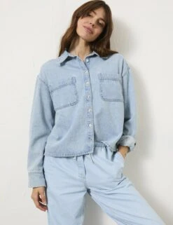 Pure Cotton Collared Button Through Shirt