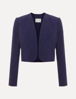 Pure Cotton Collarless Cropped Jacket -Marks and Spencer Shop Pure Cotton Collarless Cropped Jacket 1