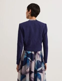 Pure Cotton Collarless Cropped Jacket -Marks and Spencer Shop Pure Cotton Collarless Cropped Jacket 3