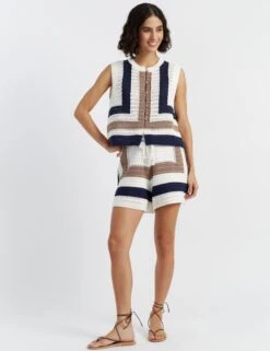 CHINTI & PARKER Pure Cotton Colour Block Knitted Shorts