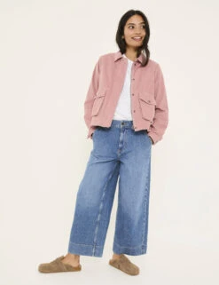 Pure Cotton Cord Collared Cropped Jacket -Marks and Spencer Shop Pure Cotton Cord Collared Cropped Jacket 2