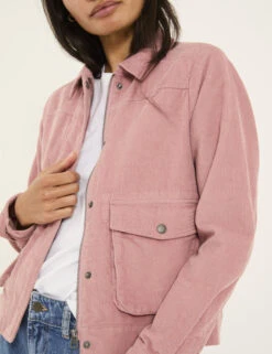 Pure Cotton Cord Collared Cropped Jacket -Marks and Spencer Shop Pure Cotton Cord Collared Cropped Jacket 4