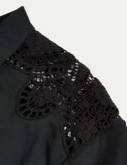 Pure Cotton Cutwork Detail Cropped Shirt -Marks and Spencer Shop Pure Cotton Cutwork Detail Cropped Shirt 5