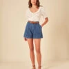 Pure Cotton Denim High Waisted Ava Shorts