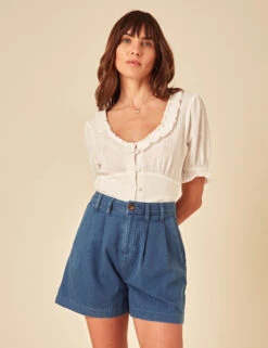 Pure Cotton Denim High Waisted Ava Shorts -Marks and Spencer Shop Pure Cotton Denim High Waisted Ava Shorts 4