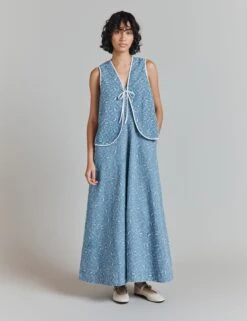 Ghost Pure Cotton Embroidered Collarless Waistcoat -Marks and Spencer Shop Pure Cotton Embroidered Collarless Waistcoat 2