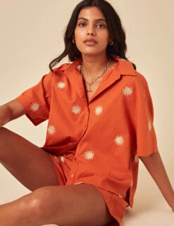 Pure Cotton Embroidered High Waisted Shorts -Marks and Spencer Shop Pure Cotton Embroidered High Waisted Shorts 3