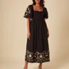 Pure Cotton Embroidered Midi Dress