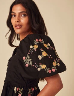 Pure Cotton Embroidered Midi Dress -Marks and Spencer Shop Pure Cotton Embroidered Midi Dress 2