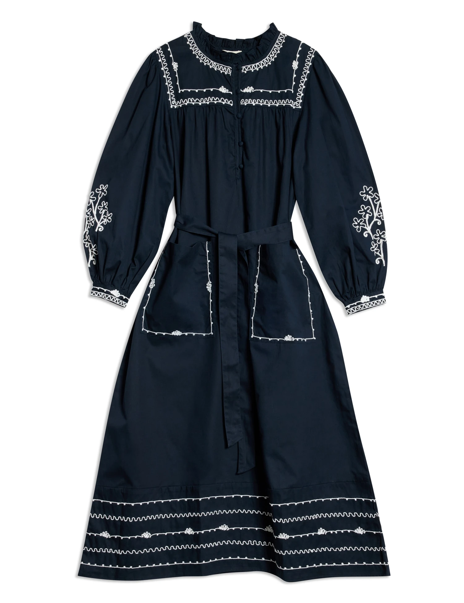 Pure Cotton Embroidered Midi Smock Dress 4 Pure Cotton Embroidered Midi Smock Dress - Image 2