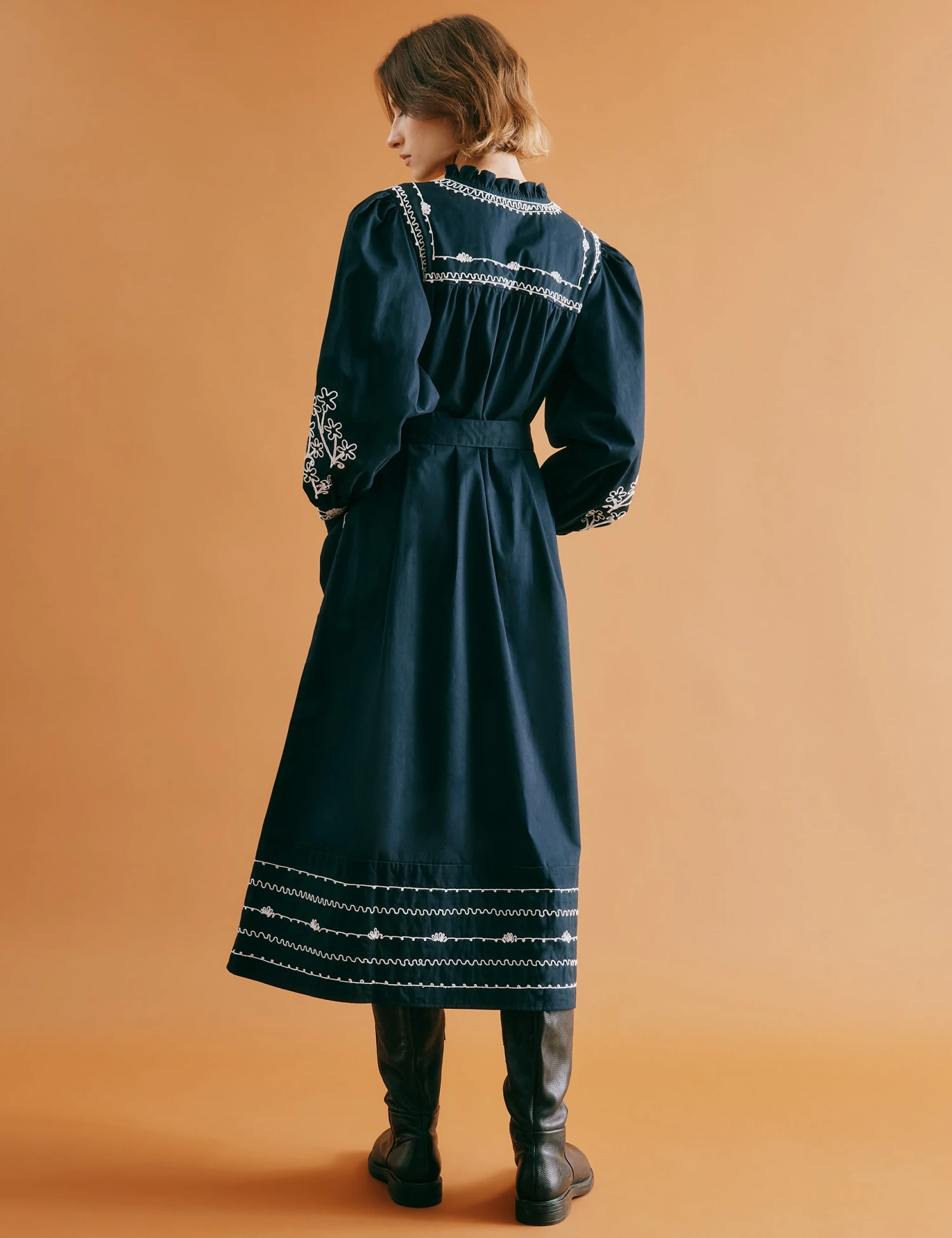 Pure Cotton Embroidered Midi Smock Dress 6 Pure Cotton Embroidered Midi Smock Dress - Image 4