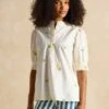 Joules Pure Cotton Embroidered Puff Sleeve Blouse -Marks and Spencer Shop Pure Cotton Embroidered Puff Sleeve Blouse