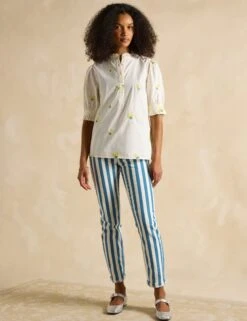 Joules Pure Cotton Embroidered Puff Sleeve Blouse 16 Joules Pure Cotton Embroidered Puff Sleeve Blouse -Marks and Spencer Shop Pure Cotton Embroidered Puff Sleeve Blouse 2