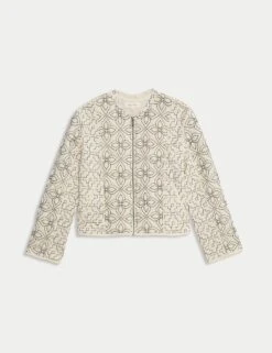 Pure Cotton Embroidered Quilted Jacket 16 Pure Cotton Embroidered Quilted Jacket -Marks and Spencer Shop Pure Cotton Embroidered Quilted Jacket 1