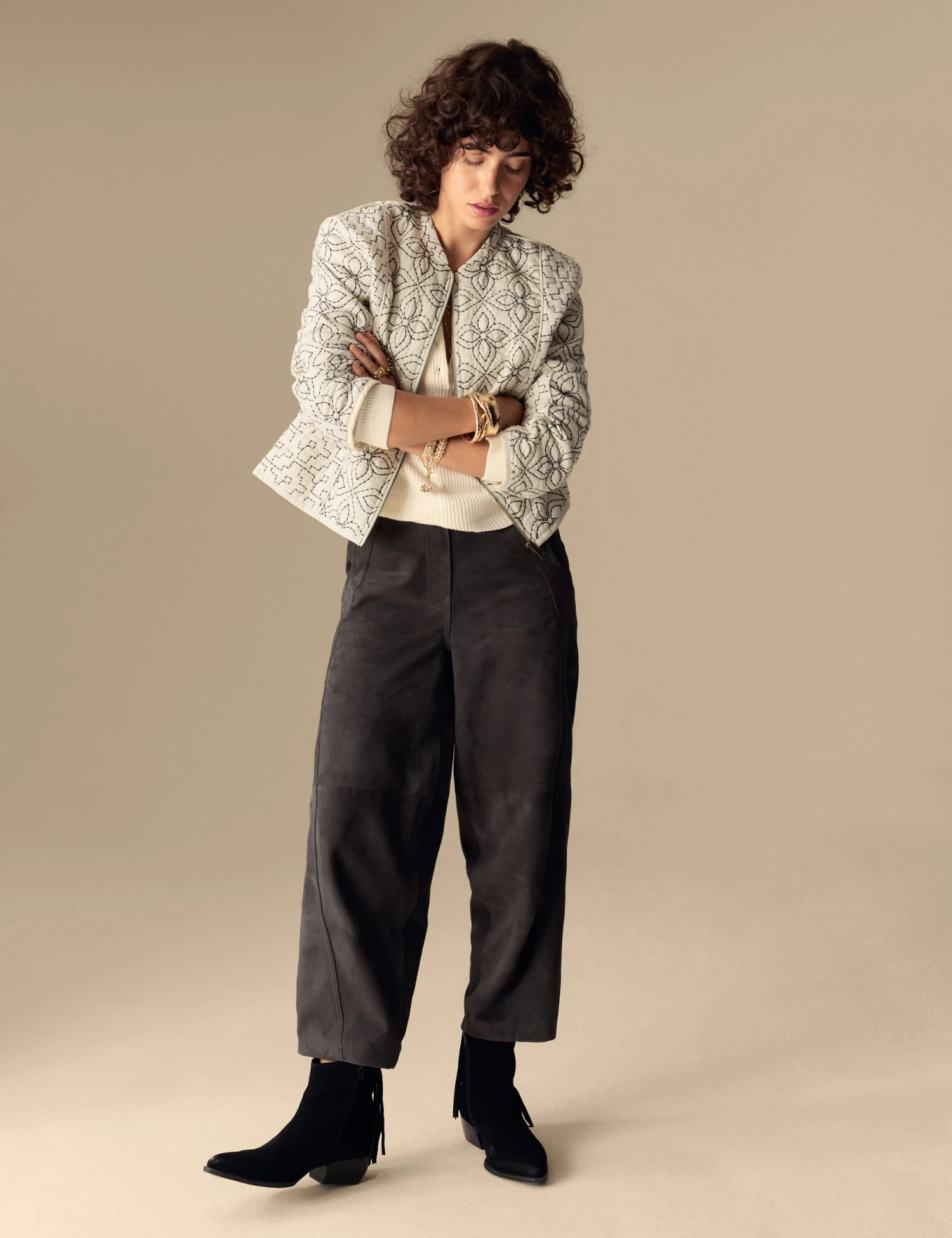 Pure Cotton Embroidered Quilted Jacket 5 Pure Cotton Embroidered Quilted Jacket - Image 3