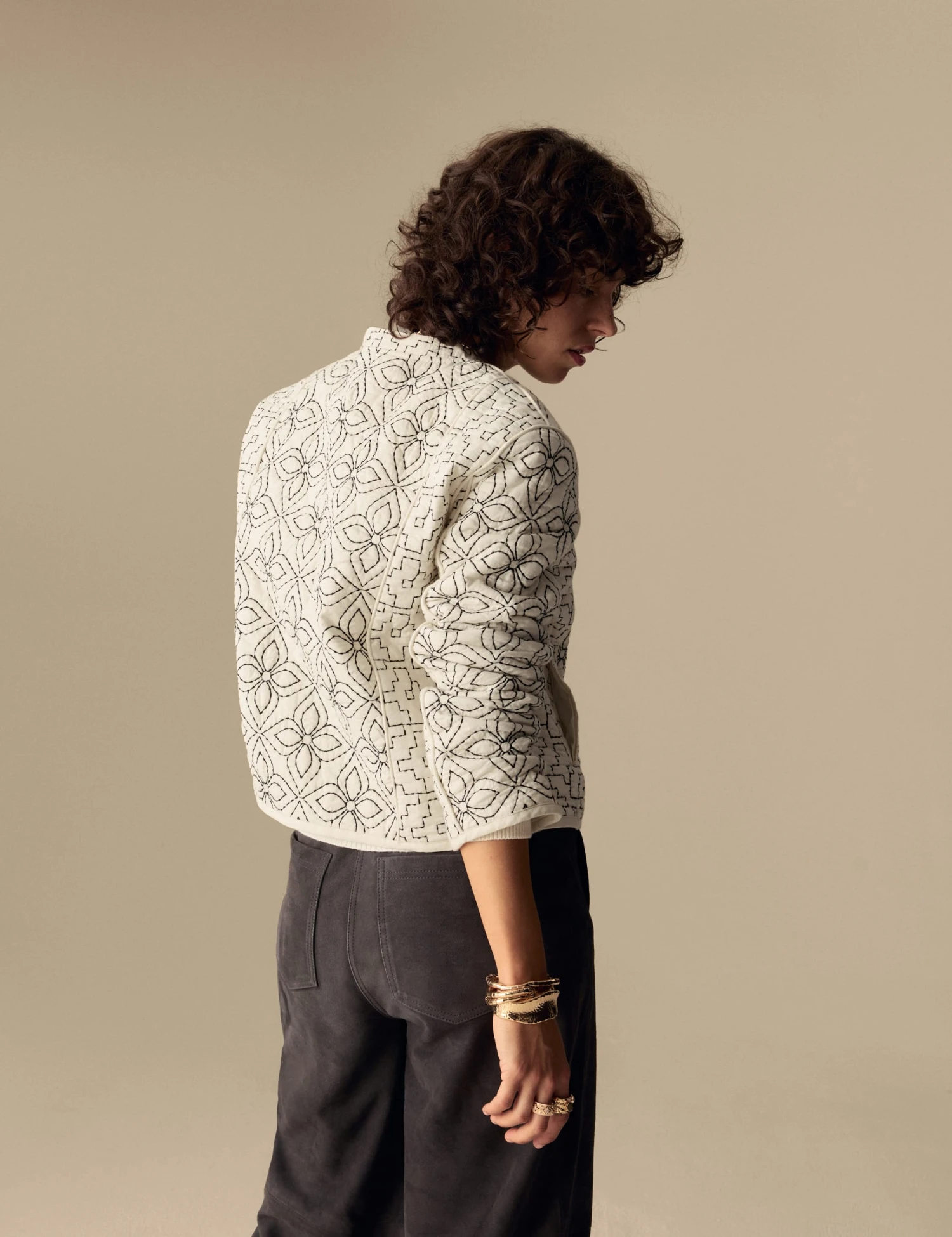 Pure Cotton Embroidered Quilted Jacket 7 Pure Cotton Embroidered Quilted Jacket - Image 5