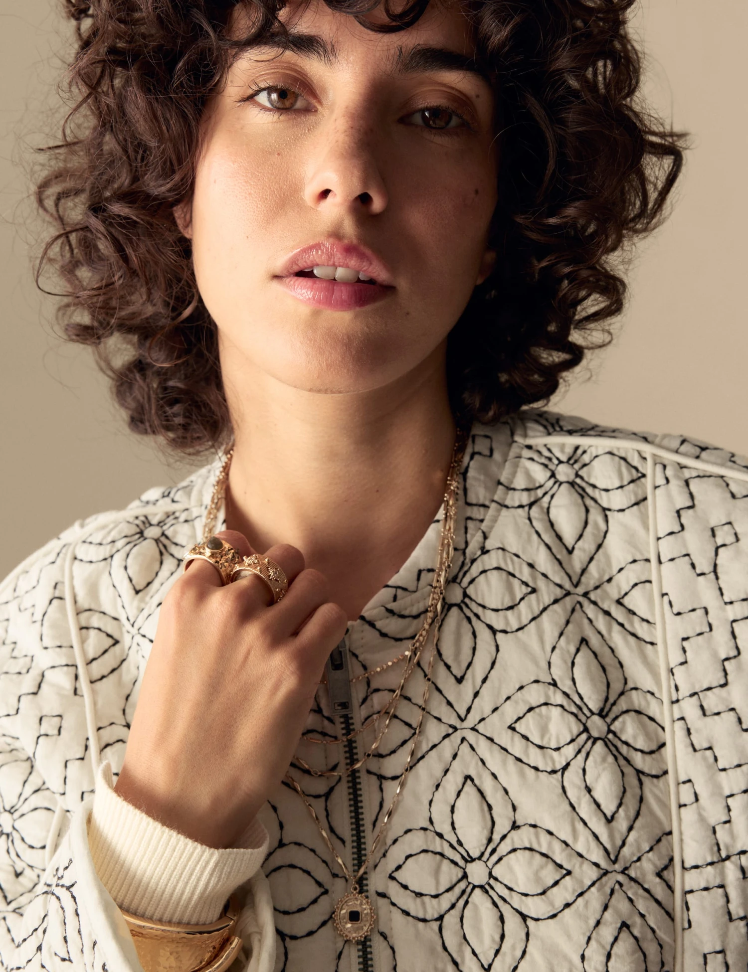 Pure Cotton Embroidered Quilted Jacket 3 Pure Cotton Embroidered Quilted Jacket