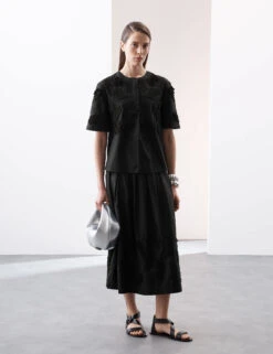 Pure Cotton Embroidered Round Neck Short Sleeve Blouse -Marks and Spencer Shop Pure Cotton Embroidered Round Neck Short Sleeve Blouse 2