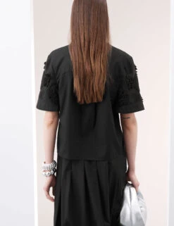 Pure Cotton Embroidered Round Neck Short Sleeve Blouse -Marks and Spencer Shop Pure Cotton Embroidered Round Neck Short Sleeve Blouse 4