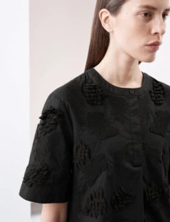 Pure Cotton Embroidered Round Neck Short Sleeve Blouse -Marks and Spencer Shop Pure Cotton Embroidered Round Neck Short Sleeve Blouse 5