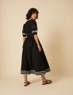 Pure Cotton Embroidered V-Neck Midaxi Tea Dress -Marks and Spencer Shop Pure Cotton Embroidered V Neck Midaxi Tea Dress 2