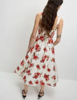 Pure Cotton Floral Corset Midi Skater Dress -Marks and Spencer Shop Pure Cotton Floral Corset Midi Skater Dress 2