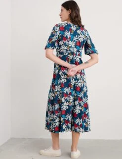 Pure Cotton Floral Half Sleeve Midaxi Dress -Marks and Spencer Shop Pure Cotton Floral Half Sleeve Midaxi Dress 3