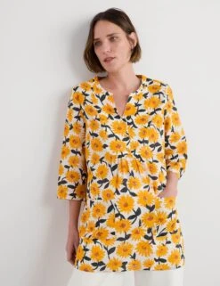 Pure Cotton Floral Notch Neck Tunic 13 Pure Cotton Floral Notch Neck Tunic -Marks and Spencer Shop Pure Cotton Floral Notch Neck Tunic 3