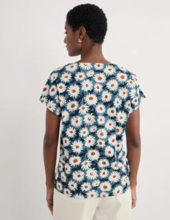 Pure Cotton Floral V-Neck Top -Marks and Spencer Shop Pure Cotton Floral V Neck Top 2