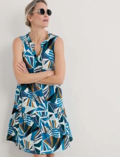 Pure Cotton Geometric Notch Neck Dress -Marks and Spencer Shop Pure Cotton Geometric Notch Neck Dress 2