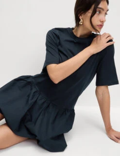 Pure Cotton Mini Drop Waist Dress