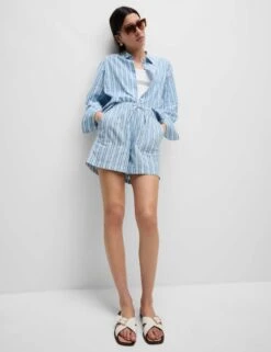 Pure Cotton Printed High Waisted Shorts -Marks and Spencer Shop Pure Cotton Printed High Waisted Shorts 3