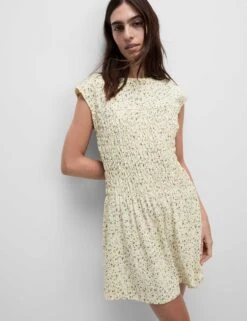 Pure Cotton Printed Mini Shirred Dress -Marks and Spencer Shop Pure Cotton Printed Mini Shirred Dress 2