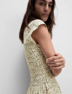 Pure Cotton Printed Mini Shirred Dress -Marks and Spencer Shop Pure Cotton Printed Mini Shirred Dress 4