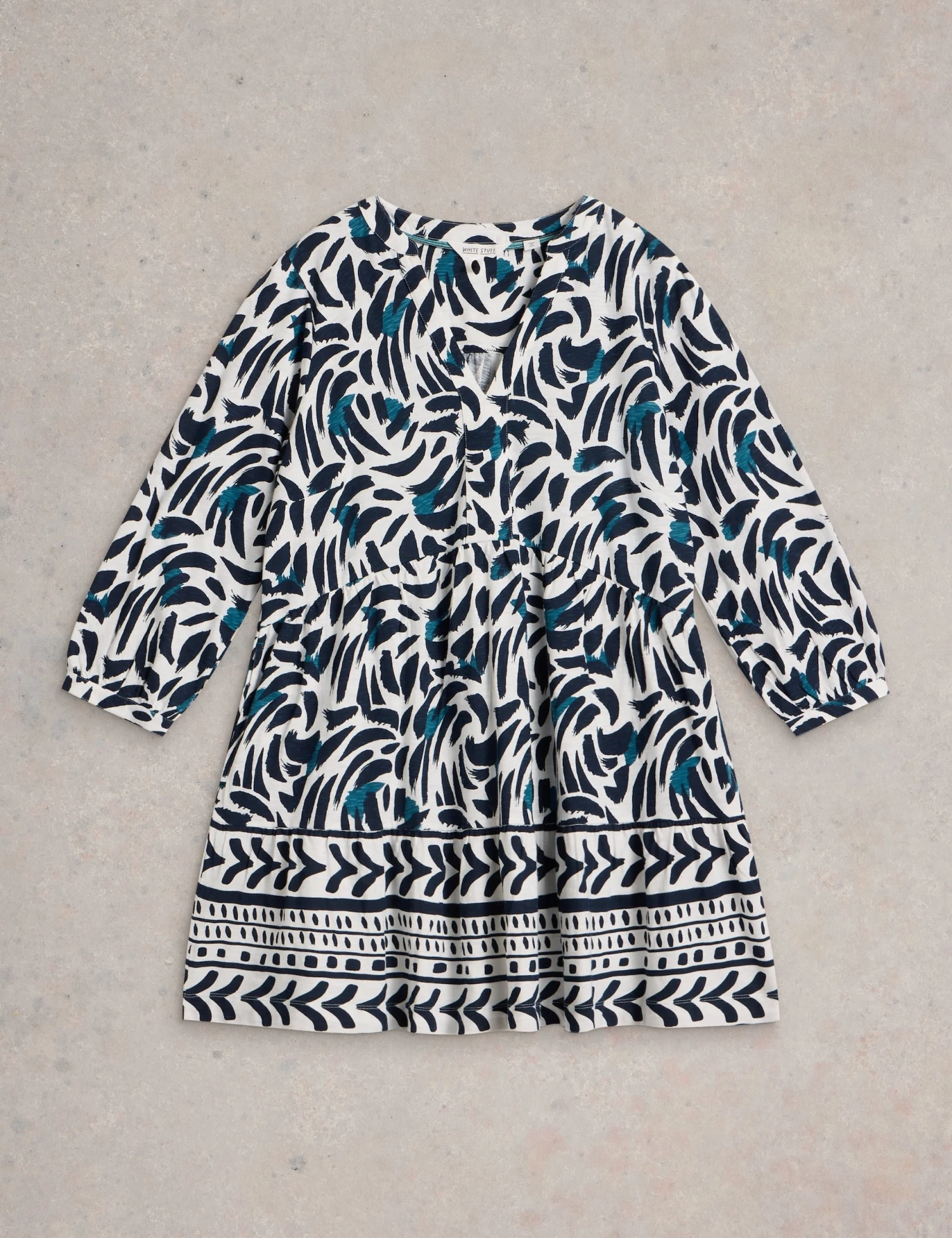 WHITE STUFF Pure Cotton Printed V-Neck Tunic 4 WHITE STUFF Pure Cotton Printed V-Neck Tunic - Image 2