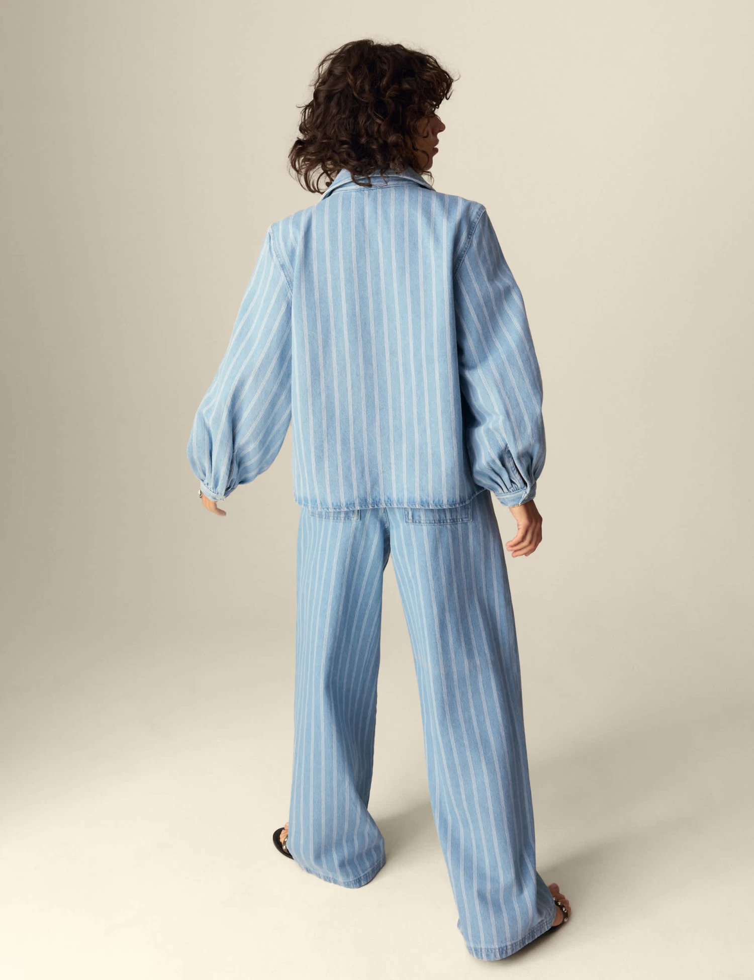 Pure Cotton Striped Tie Front Shacket 6 Pure Cotton Striped Tie Front Shacket - Image 4