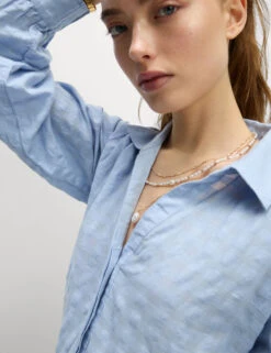 Pure Cotton Textured Mini Waisted Dress -Marks and Spencer Shop Pure Cotton Textured Mini Waisted Dress 2